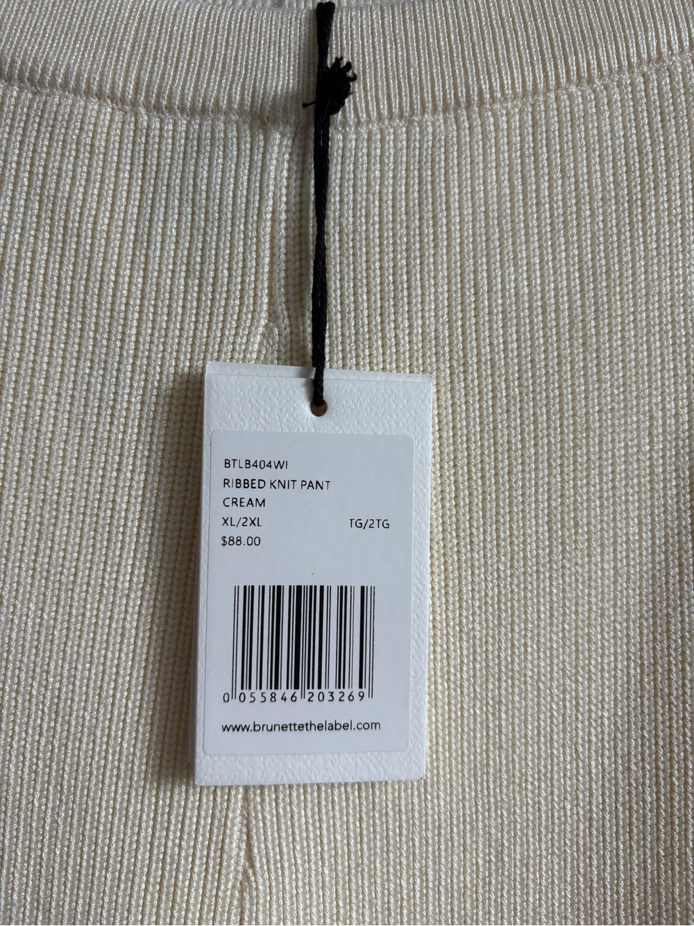 BNWT Brunette The Label Ribbed Knit Pants Cream | Size XL/2XL - Picture 4 of 7